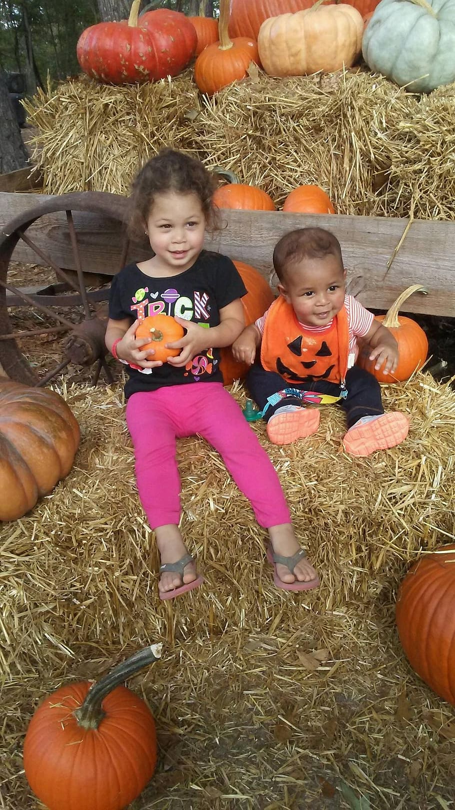 babies, pumpkins, halloween, october, thanksgiving, baby, child HD wallpaper