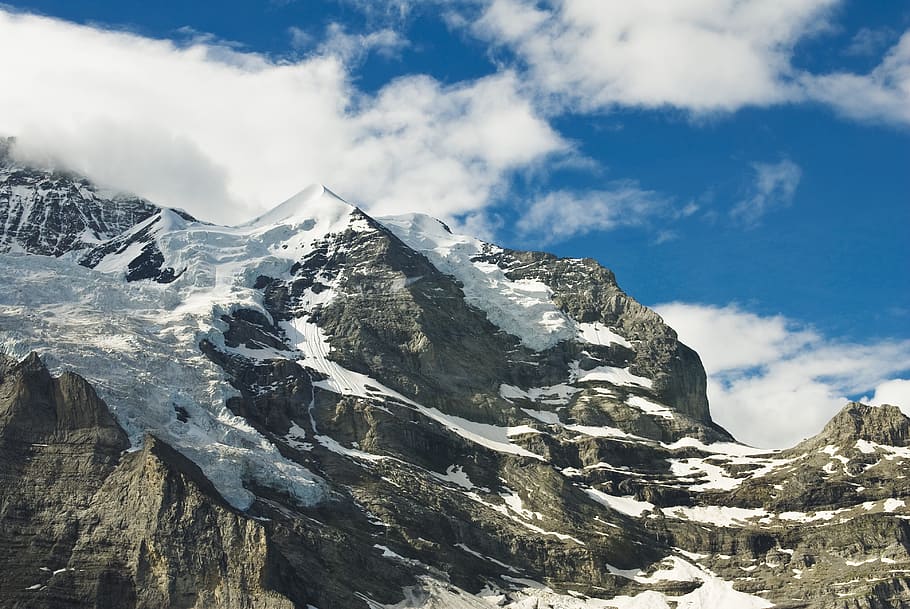 mountain, snow, nature, mountain summit, panorama, eiger, monk, HD wallpaper