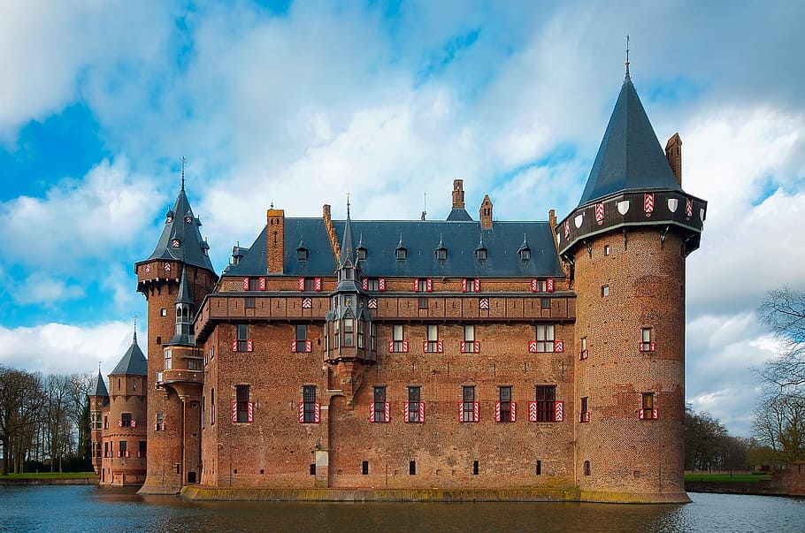 landmark, water, clouds, building, ancient, architecture, brick HD wallpaper