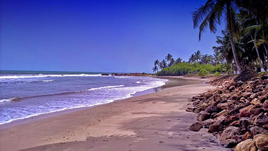 Ghana, Kokrobite, Beach, Seaside, Coast, sand, water's edge, HD wallpaper