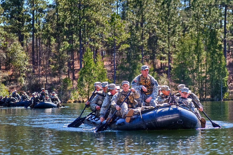 military, training, exercise, boat, pontoon, raft, forces, combat HD wallpaper