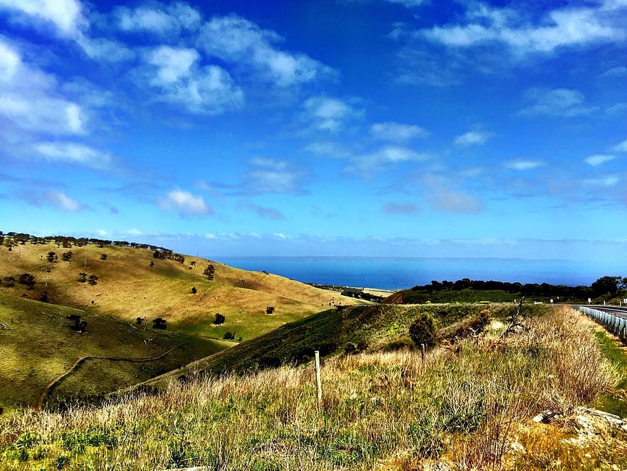 Nature, Hills, Adelaide, landscape, scenics, sky, blue, field HD wallpaper