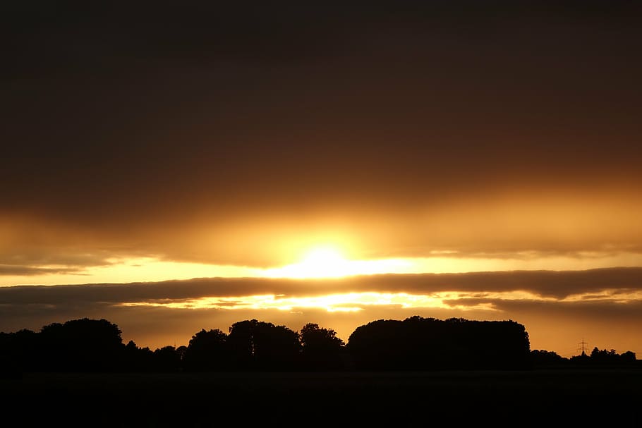 sunset, dusk, sky, clouds, beauty in nature, silhouette, tranquility HD wallpaper
