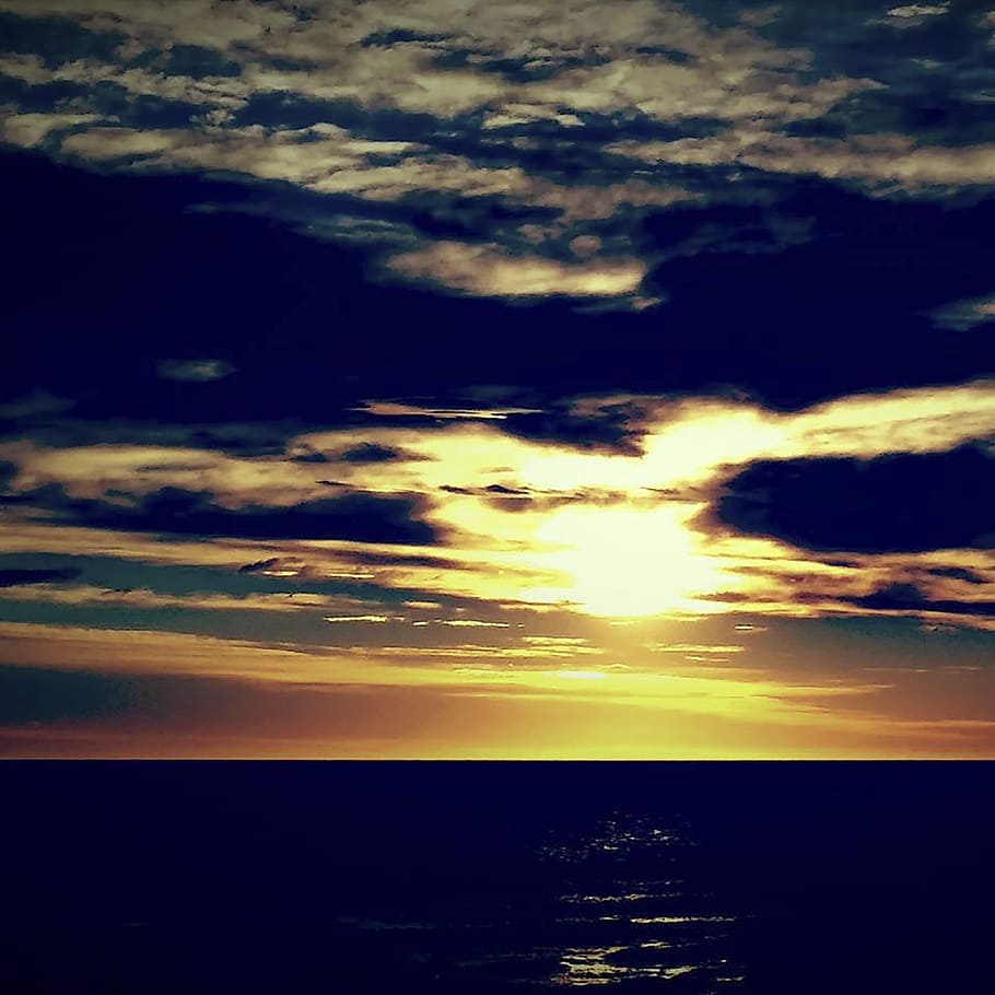 dawn, sun, sea, sky, cloud - sky, scenics - nature, sunset HD wallpaper