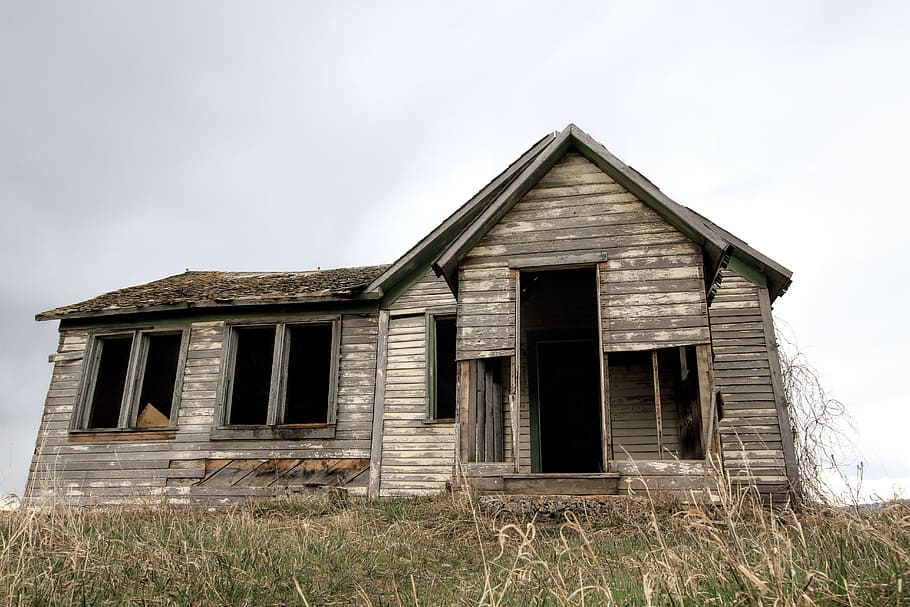 brown wooden abandoned house, old farm house, decay, home, architecture