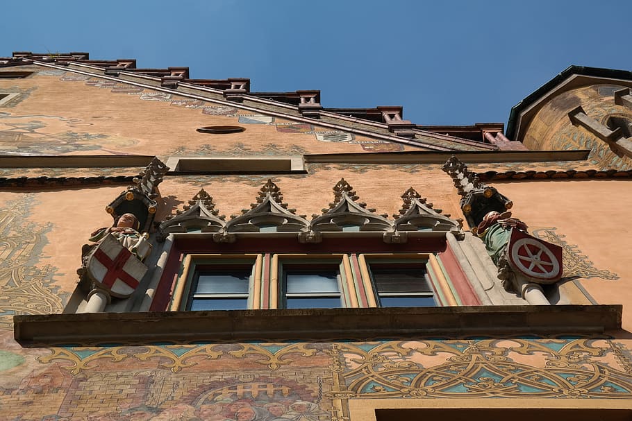 Town Hall, Ulm, Window, Facade, Painting, ulmer hall, frescoes HD wallpaper