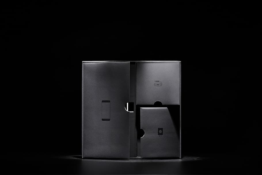gray light switch against black background, dark, box, partition HD wallpaper