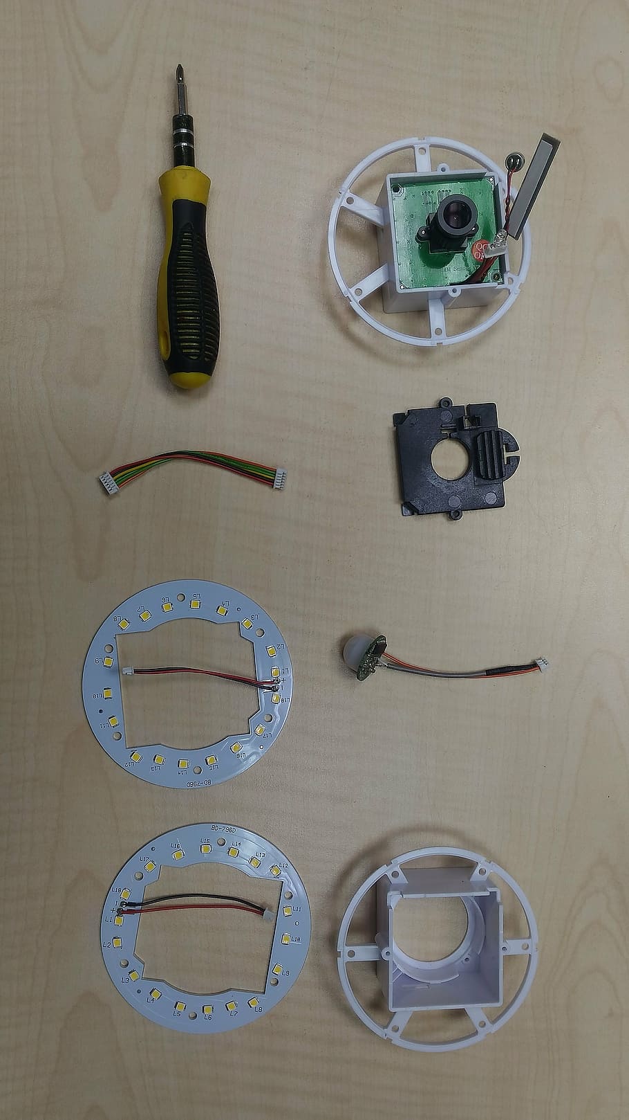 component, module, screw, led, pcb, still life, indoors, high angle view HD wallpaper