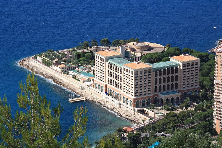 Monte Carlo Bay Resort, Monaco, high angle view, architecture, HD wallpaper