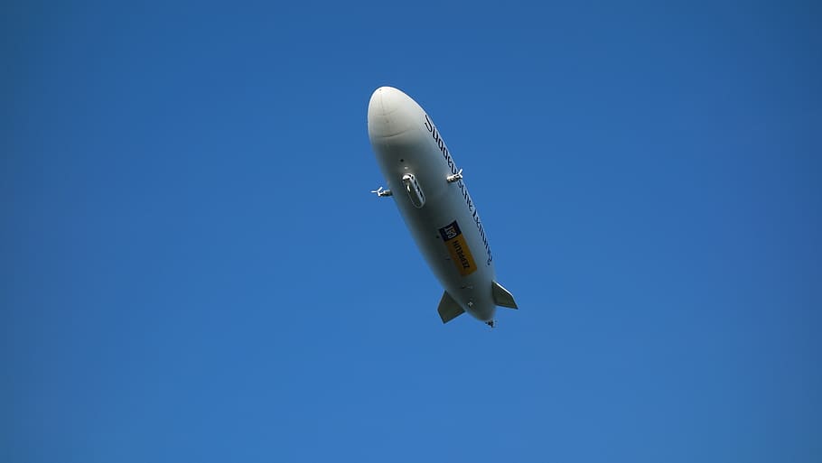 airship, lake constance, float, airplane, blue, flying, air vehicle HD wallpaper