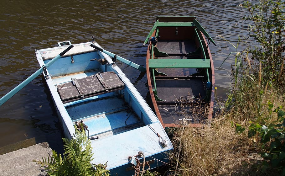 rowboat, barge, punts, river, water, nautical vessel, nature, HD wallpaper