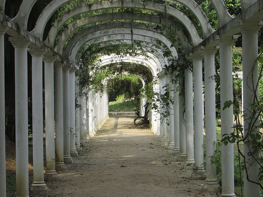Architecture, Old, green, in a row, diminishing perspective HD wallpaper