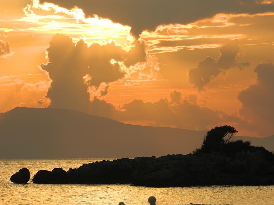 sunset, clouds, silhouette, sky, nature, landscape, light, summer HD wallpaper