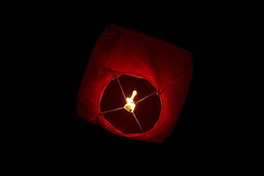 lighted lantern, chinese, asian, candle, celebration, fire, firework, HD wallpaper