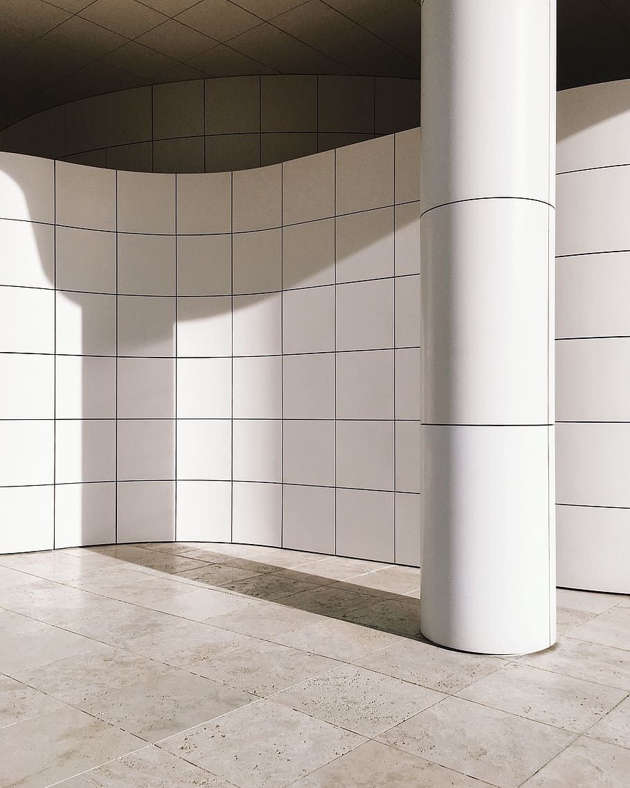 wall, posts, shadow, indoor, floor, tiles, architecture, architectural column HD wallpaper