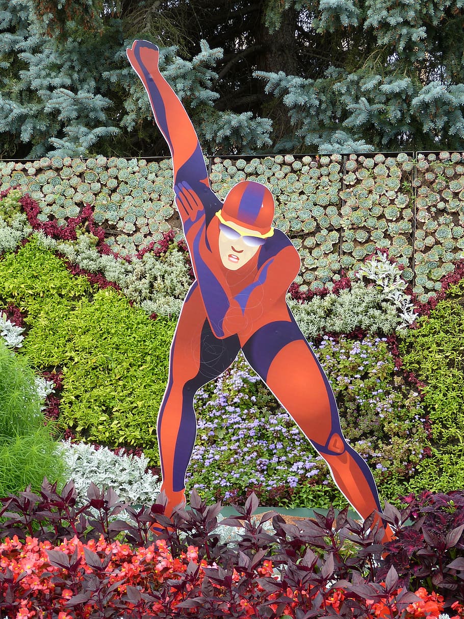 statue, skating, athletes, park, garden, image, sport, winter sports HD wallpaper