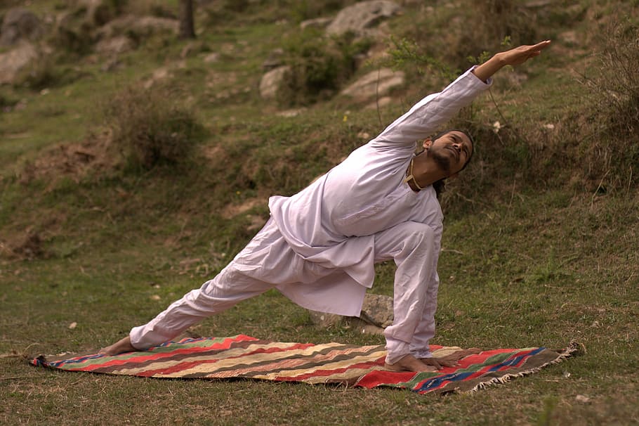 photograph of a man in yoga post, indian, indian yogi, symbol, HD wallpaper