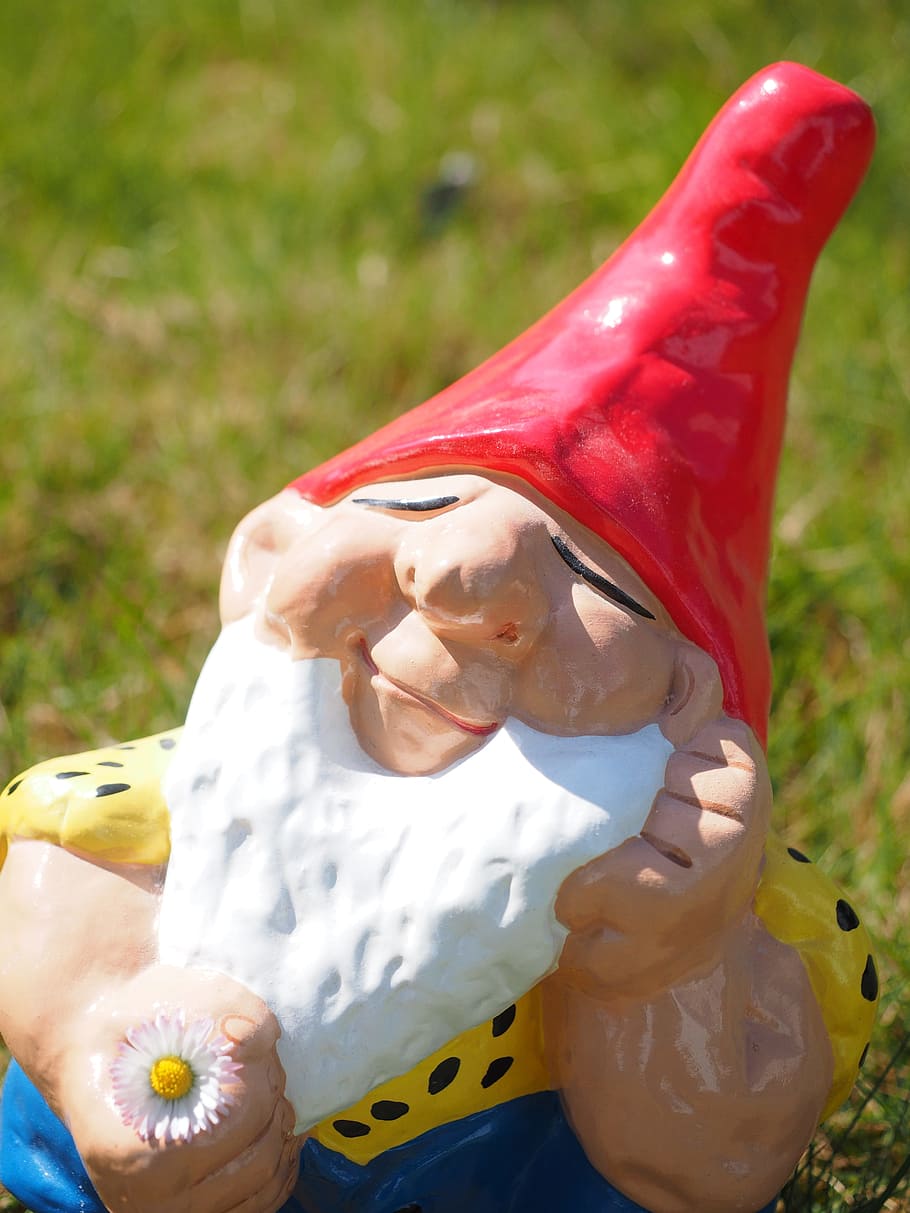 Dwarf, Garden Gnome, Satisfied, Blessed, happy, dreamy, fabric HD wallpaper