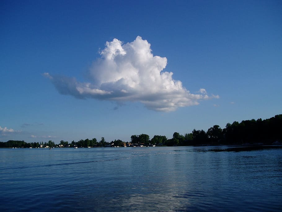 Cloud, Lake, Water, Landscape, Sky, scenic, summer, vacation HD wallpaper