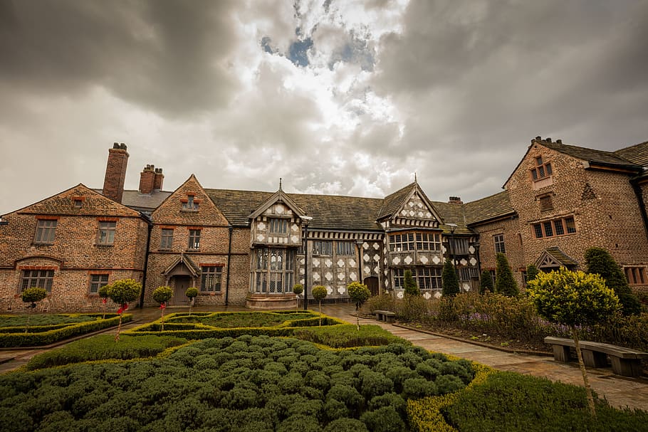 architecture, building, infrastructure, hall, cloudy, sky, green HD wallpaper