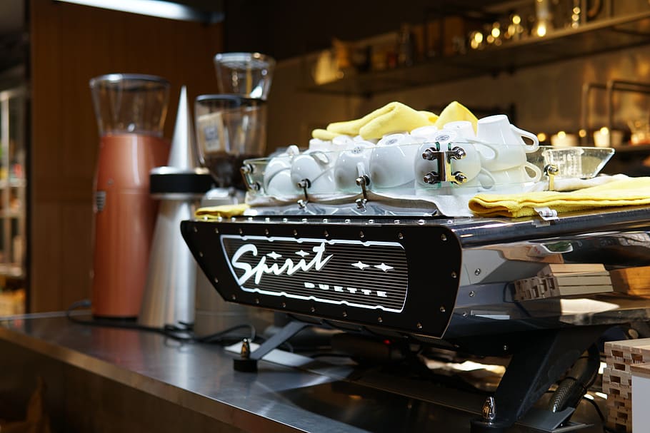 cafe, coffee machine, espresso, modern, grinder, caffeine, café HD wallpaper