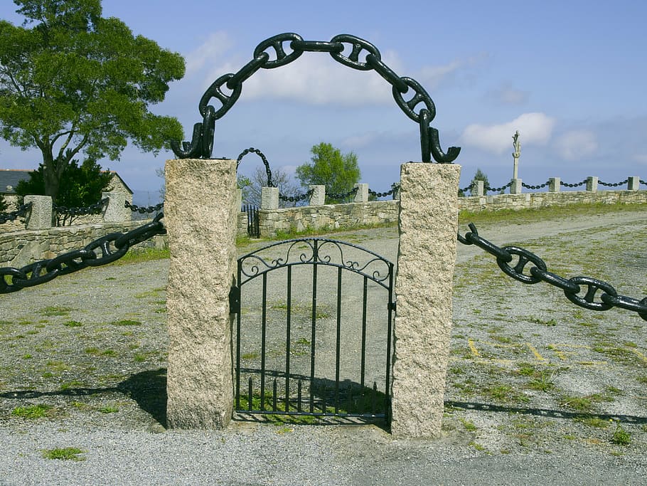 closure, stone, door, gate, architecture, sky, metal, no people HD wallpaper