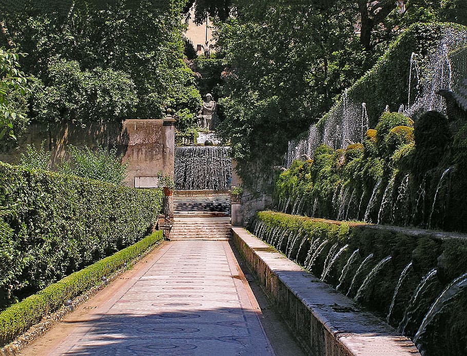 Villa D'Este, Tivoli, Italy, Europe, Art, artwork, water, places of interest