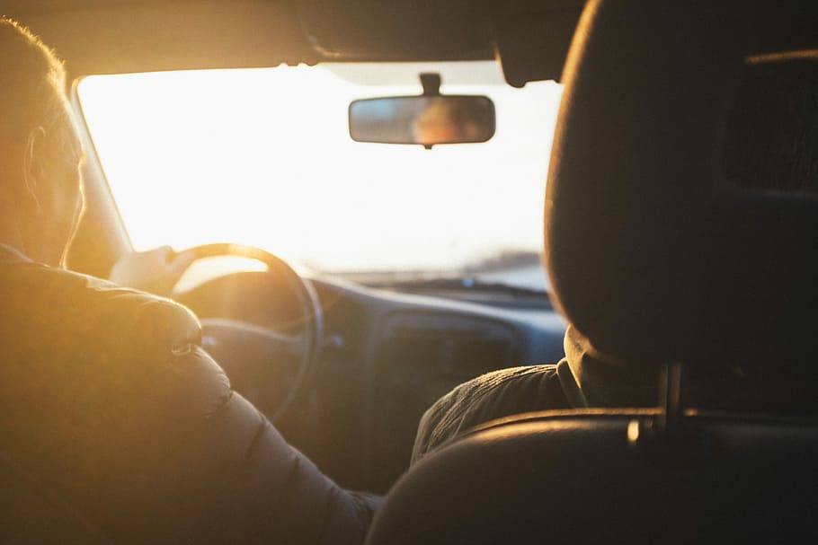 man driving car during golden hour, person driving vehicle, drive HD wallpaper