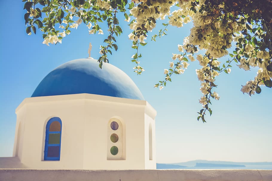 blue, sky, cloud, dome, building, structure, wall, tree, building exterior HD wallpaper