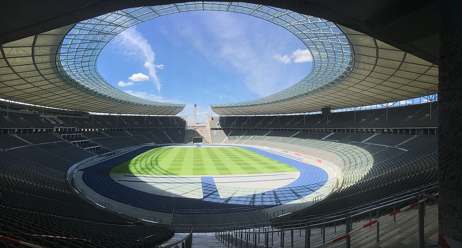olympic, stadium, berlin, sky, cloud - sky, sport, day, no people, HD wallpaper