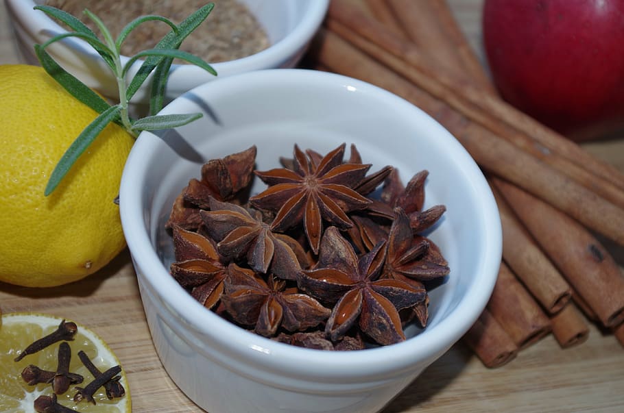 star anise inside of bowl, pepper, spices, baking, fragrant HD wallpaper