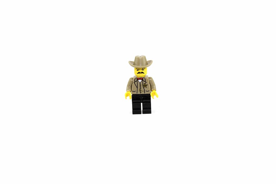Lego mini figure, sheriff, west, isolated, white, studio, trust HD wallpaper