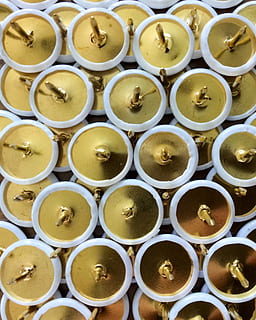 tacks, nails, thumbtack, gold, still life, no people, indoors HD wallpaper