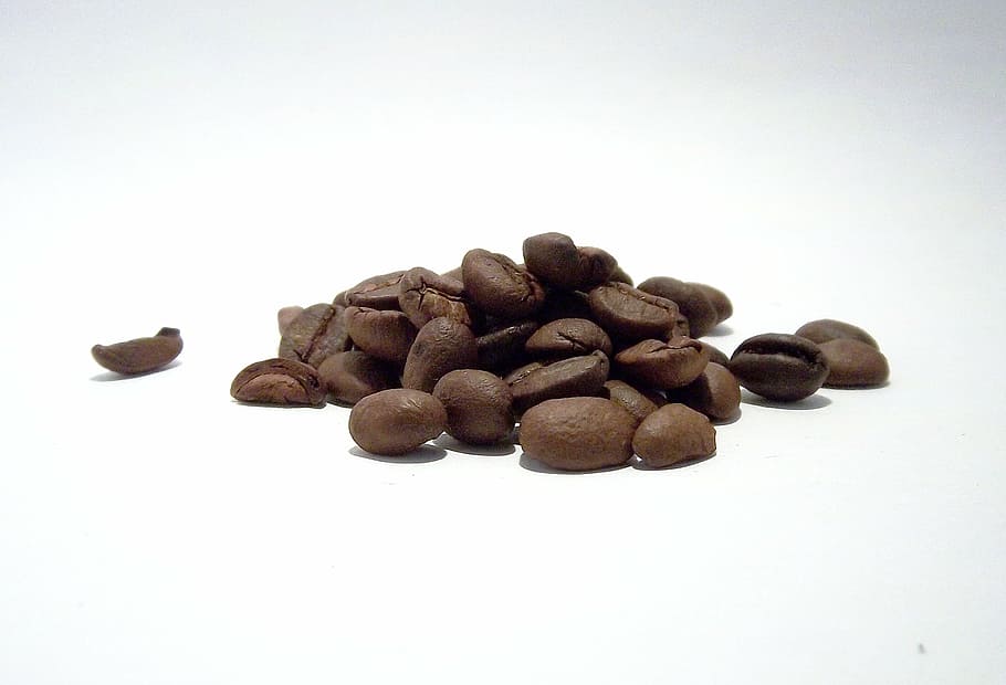 coffee, grain, coffee beans, food and drink, white background HD wallpaper