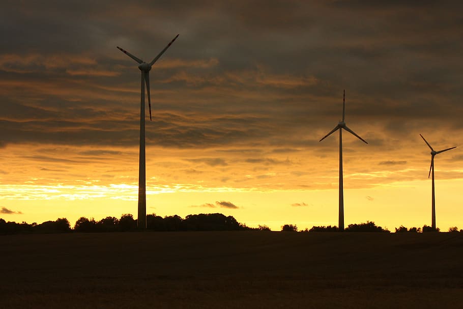 windmill, structure, dark, sunset, sky, clouds, highland, farm HD wallpaper