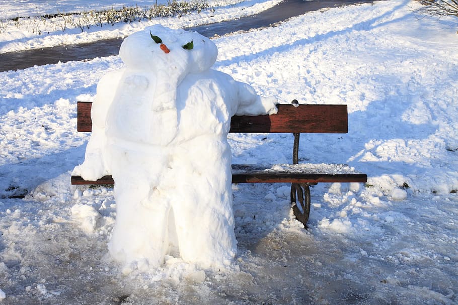 bench, christmas, cold, fun, ice, season, seated, sit, sitting HD wallpaper
