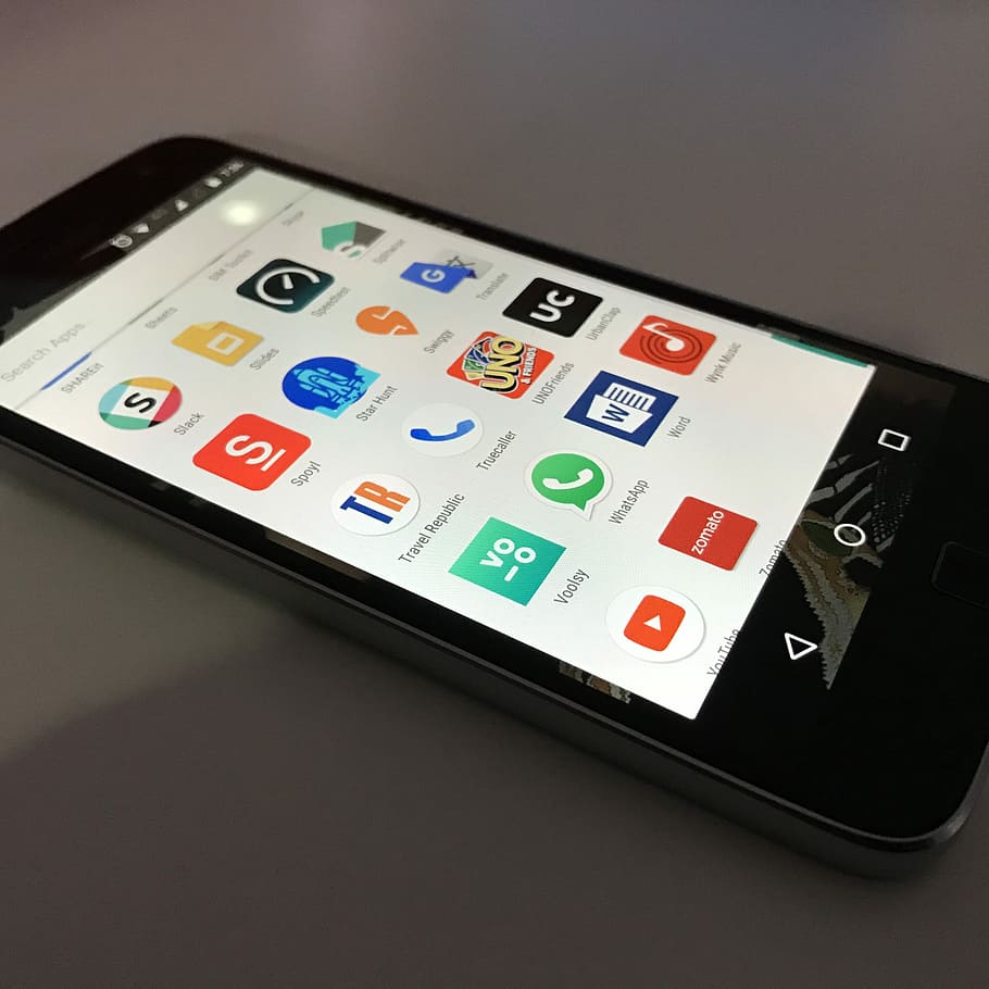 Spoyl ANdroid, turned on black Android smartphone, smartphone screen HD wallpaper