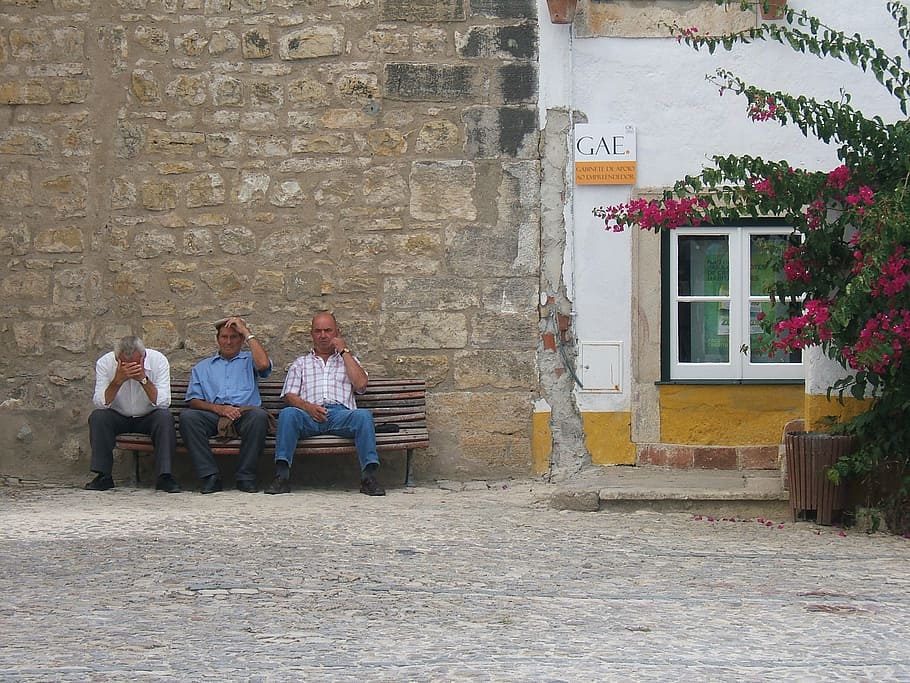 wall, old men, man, bench, sitting, mid adult men, senior adult HD wallpaper