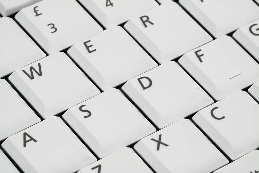 white computer keyboard, button, buttons, design, keys, letters, HD wallpaper