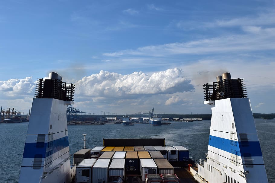 ship, container, port, helsinki, finland, container ship, scandinavia HD wallpaper