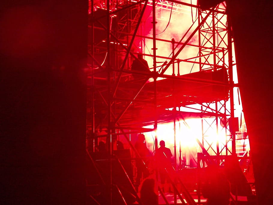 backstage, buehenbeleuchtung, disco, red, architecture, built structure, HD wallpaper