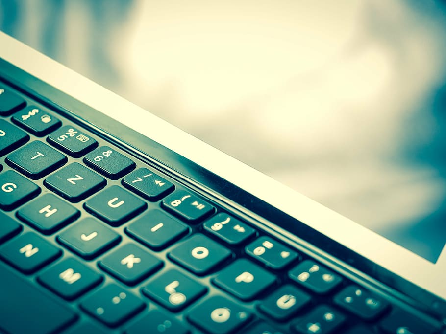 black laptop keyboard close-up photo, ipad, notebook, tablet HD wallpaper