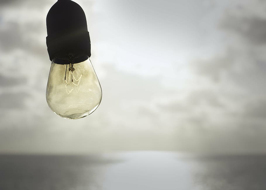 beach, light, light bulb, sea, yellow, water, no people, nature HD wallpaper
