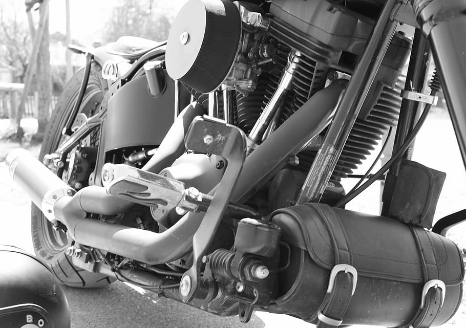 Motor, Chassis, Harley Davidson, motorcycle, bike, black, two wheeled vehicle HD wallpaper