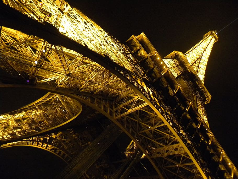 Paris, Night, Lights, Eiffel Tower, Gold, famous Place, paris - France HD wallpaper