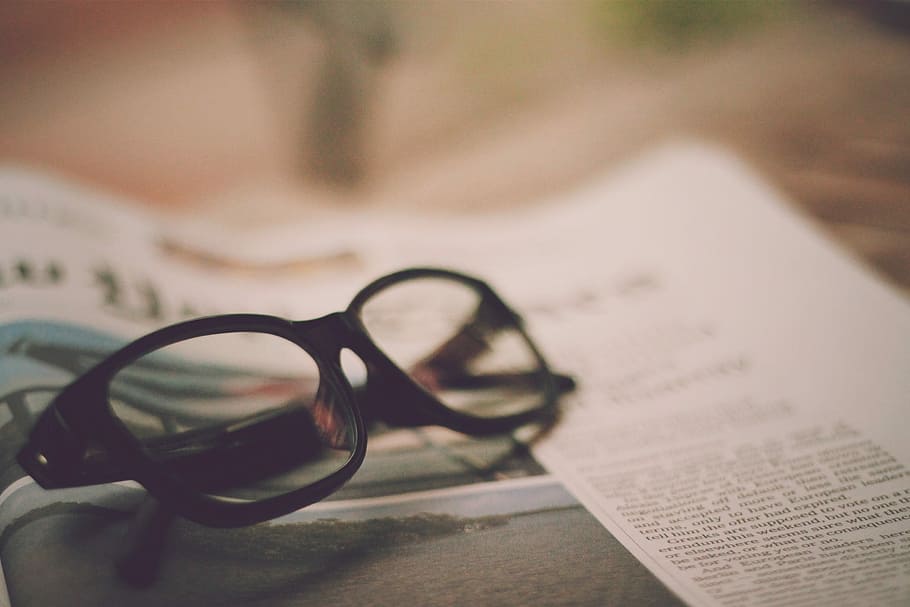 eyeglasses on newspaper, book, reading, document, business, page HD wallpaper