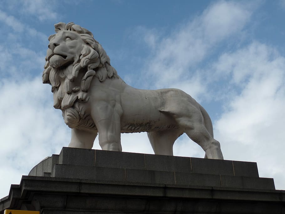 Lion, London, Image, statue, sculpture, cloud - sky, history HD wallpaper