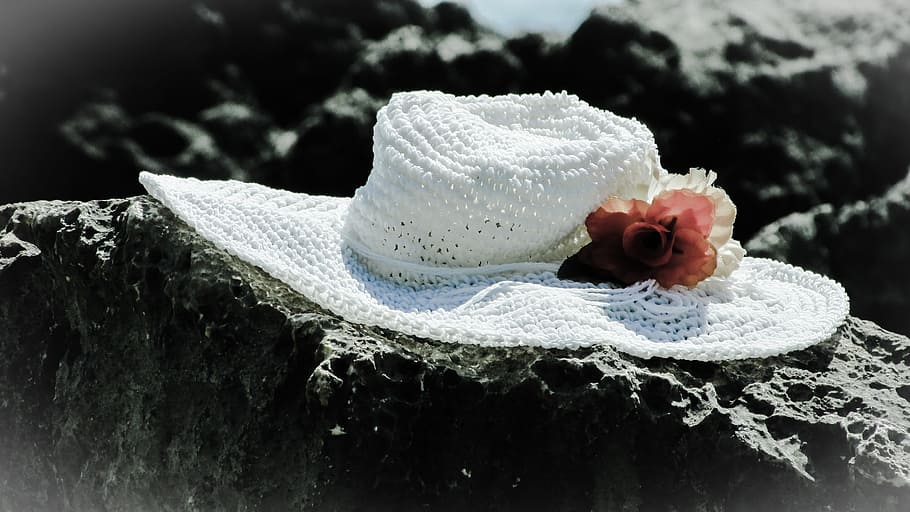 Summer, Hat, Rock, Romantic, Vintage, beach, vacation, no people HD wallpaper