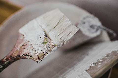 Thread in a jar and a paintbrush, white, yarn, painting, cord HD wallpaper