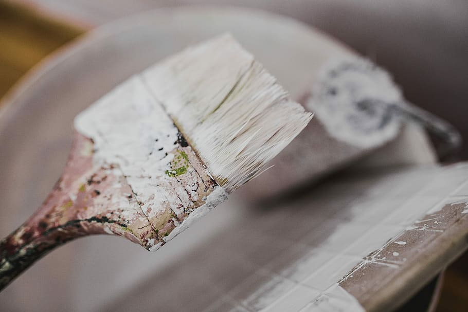 Thread in a jar and a paintbrush, white, yarn, painting, cord HD wallpaper
